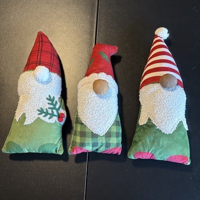 Set Of Three Small Gnome Shaped Holiday Pillows
