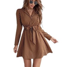 Polka Dot A-line Belted Dress code 22