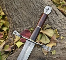 Real Medieval Viking Damascus steel Handmade sword with Leather, Vikings sword