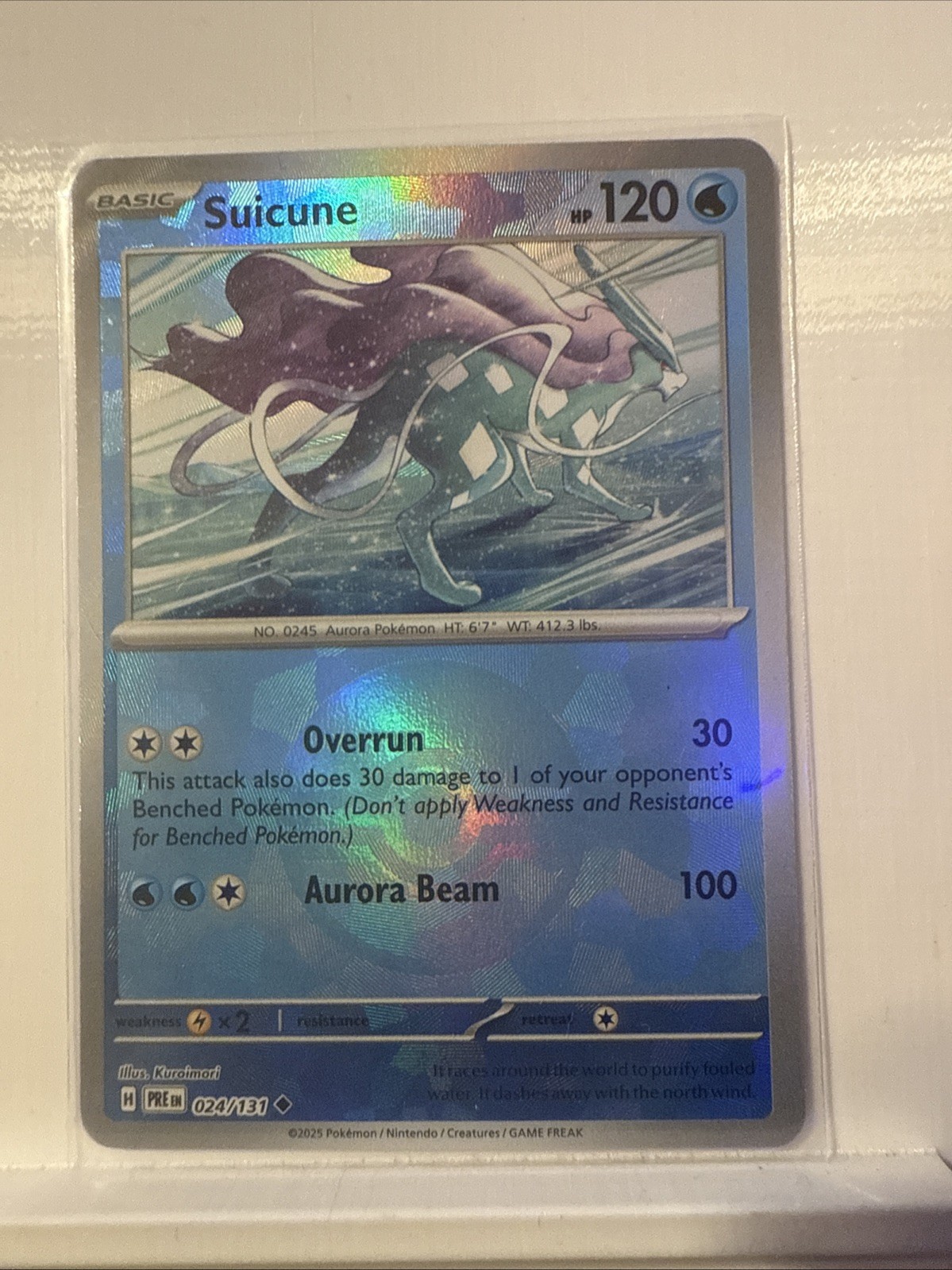 Suicune Poke Ball Pattern, 024/131, Pokemon Prismatic Evolutions Holo Mint / NM