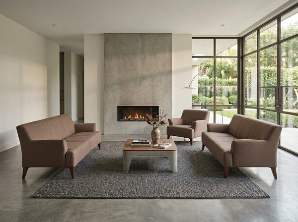 Modern 2X 3-Sitzer Sofa Sessel Braun Elegant Funktional Ergonomisch-image