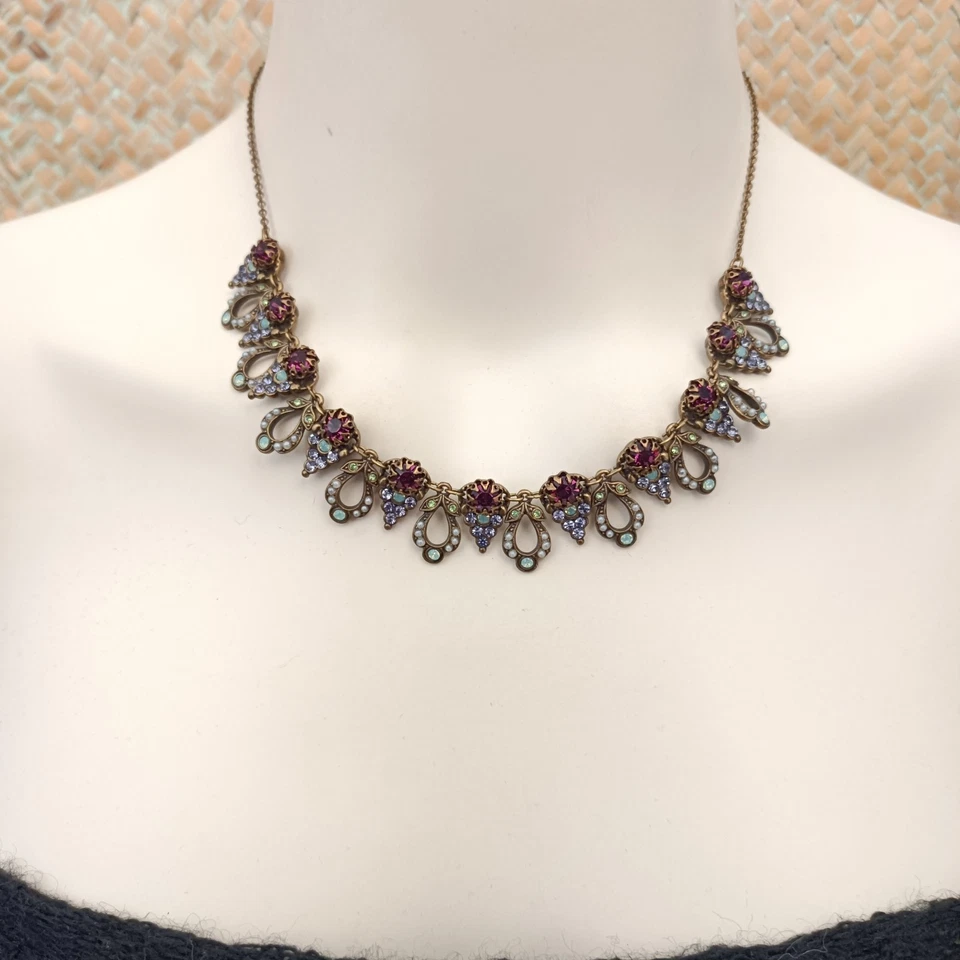 Collar Vintage Michal Negrin Púrpura Real Victoriano Renacimiento Noche Romántica Foto 3 de 4