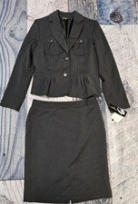 Nine West  2 Piece Skirt Set Geometric Print Black & Gray Lined  Women's Size 8