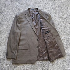 New RALPH LAUREN Two Button Leland Blazer Men 48 R Brown Blue HOUNDSTOOTH Check