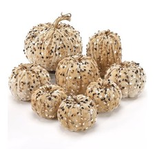 Beeveer 8 Pcs Fall Thanksgiving Pumpkin Decor Glitter Velvet Pumpkin