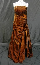 Demetrios 12 Formal Dress Satin Dark Brown Bridesmaid Mother Wedding Elegant