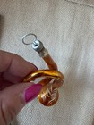Vintage German Blown Glass Horn Christmas Ornaments Green Gold Set of 2 — photo 5
