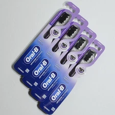 4x Oral-B Charcoal Advanced Whitening MEDIUM Bristle Toothbrush Dark Purple