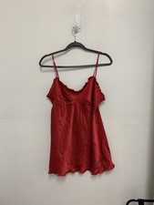 Vintage 90s Victorias Secret 100 Silk Red Slip Dress Angel Rhinestone Small