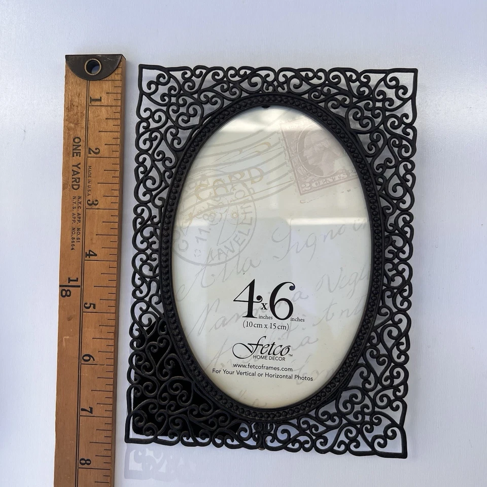 Fetco Matte Black Metal Photo Frame 4 X 6 Oval Opening Pair Set Lot of 2 - Image 3 of 4