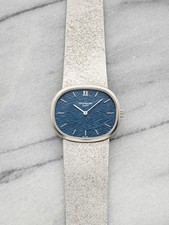 Vintage 1970s Patek Philippe Ellipse 3545 18K WG Blue Linen Dial Manual 32mm