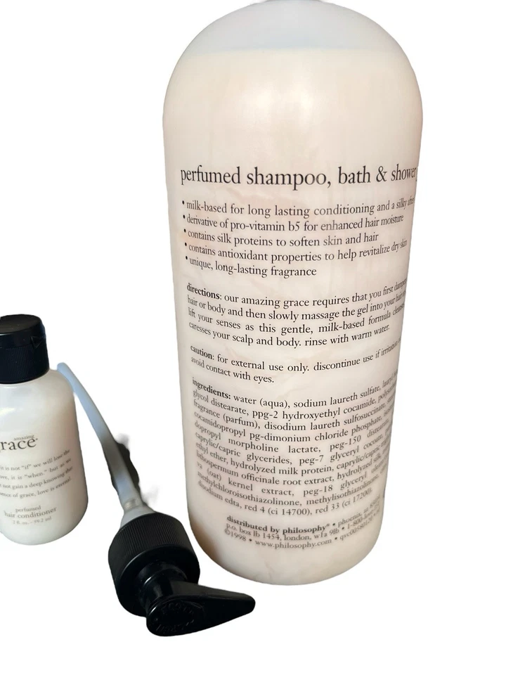Xampu perfumado vintage década de 1990 Philosophy AMAZING GRACE ORIG gel de banho e banho 32 oz - Imagem 3 de 4