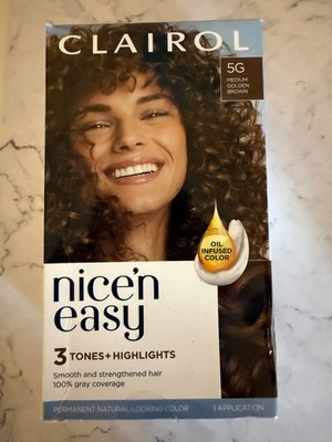 Clairol Nice'n Easy Permanent Hair Color Cream, 5G Medium Golden Brown, Hair Dye