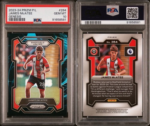 Panini Prizm 2023-24 Premier League #284 James McAtee Genesis PSA 10 Pop 1 - Bild 3 von 3