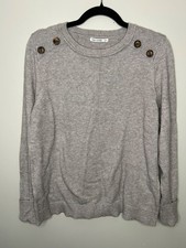 Women's Pink Clover Sweater XL button shoulder grey cuffed sleeves