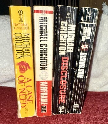 Michael Crichton Lot 4 PB Books   Airframe Rising Sun Disclosure Case of Need