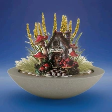 Gnome Mushroom Tree House for Garden, Lawn or Planter, Acrylic with Garden Stake