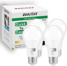 Dusk to Dawn LED Light Bulbs Outdoor, Automatic On/Off, 60W Equivalent, Daylight