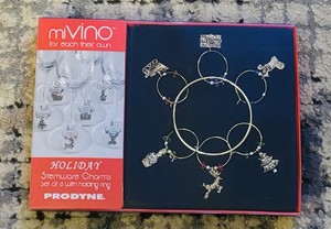 Prodyne MiVino Holiday Stemware Charms - Set Of 6 With Holding Ring 🎄🍷