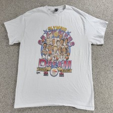 Vtg 1992 Barcelona Olympic Dream Team T-Shirt M White Gold Rush USA Basketball