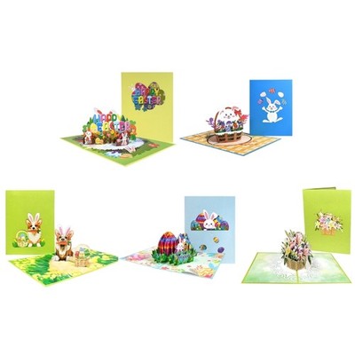 3D Easter Corgi Dog Greeting Card Set Invitation Wedding Party Card Supplies