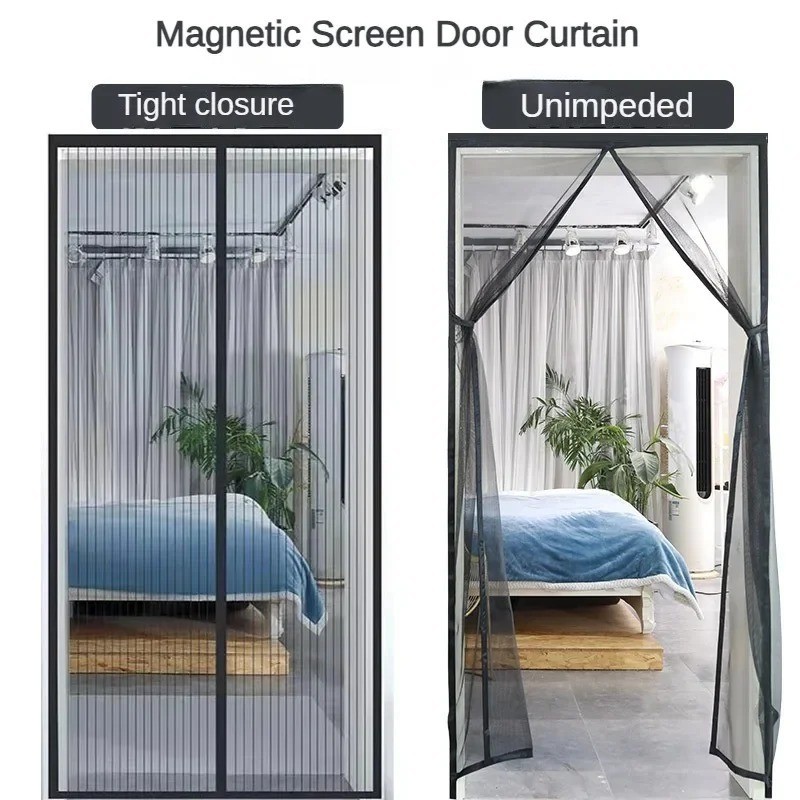 Magnetic Screen Door Mesh Curtain Durable Heavy Duty Mosquito Net Bug Hands Free