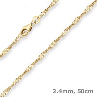 2,4Mm Singapurkette Goldkette Collier Halskette Aus 585 Gold Gelbgold 50Cm