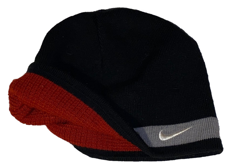 N3/N4 !WOW! Boys Fits 4T & 5T NIKE Logo Reversible Black Beanie Winter hat Cap