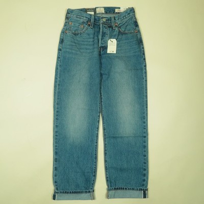 Levis 501 90s Selvedge Jeans Womens 24 Blue Get On Board Loose