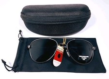 Aviator Sunglasses With Gum Metal Frame And Black Hard Coated Polarized Lenses.