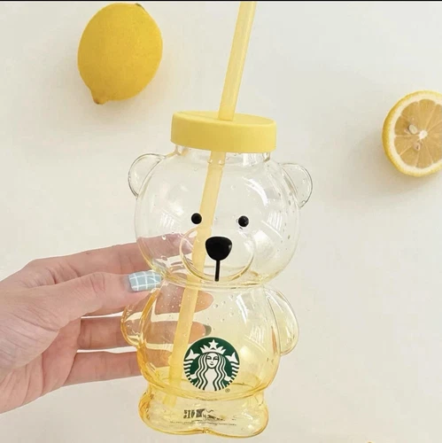 Starbucks 2025 China Summer Fruit Lemon Yellow Bear Glas Tasse mit Hülle - Bild 4 von 4