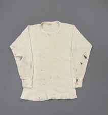 Vintage 70s Sears Thermal Shirt White Waffle Knit Grunge Stained True Medium