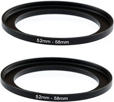  2-Pcs 52-58MM Step-Up Ring Adapter, 52mm to 58mm Step Up Filter