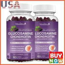 2 Pack Glucosamine Chondroitin Gummies 1500mg Joint Support Cartilage Health