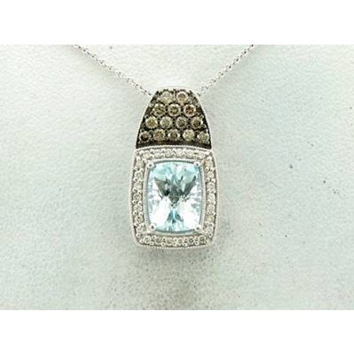 LeVian Necklace Aquamarine Pendant in 14K White Gold 2 3/8 cts