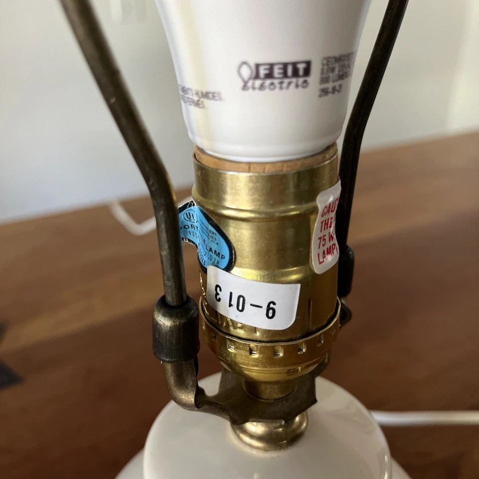 Lámpara vintage Longaberger cerámica tejida tradiciones herencia crema lisa Foto 4 de 4