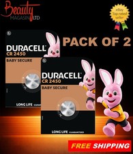 2 Pack Duracell CR2450 Battery 3V Lithium Coin Cell Button Batteries Long Life