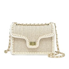 Straw Crossbody Bag for Women Pearl Summer Beach Purse Elegant Boho Woven Sho...