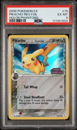 2006 POKEMON EX HOLON PHANTOMS #79 PIKACHU-REVERSE FOIL PSA 6