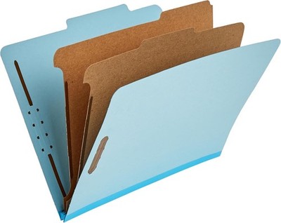 Classification Folder with Prongs, 100% Recycled, 2 Dividers, 2'' Embedded
