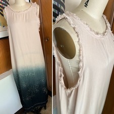 Storia midi Dress Sz S frayed edges navy sky design Anthropologie