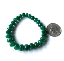 Natural Green Emerald Smooth Rondelle Beads Bracelet 8/10MM Size Beaded Gemstone