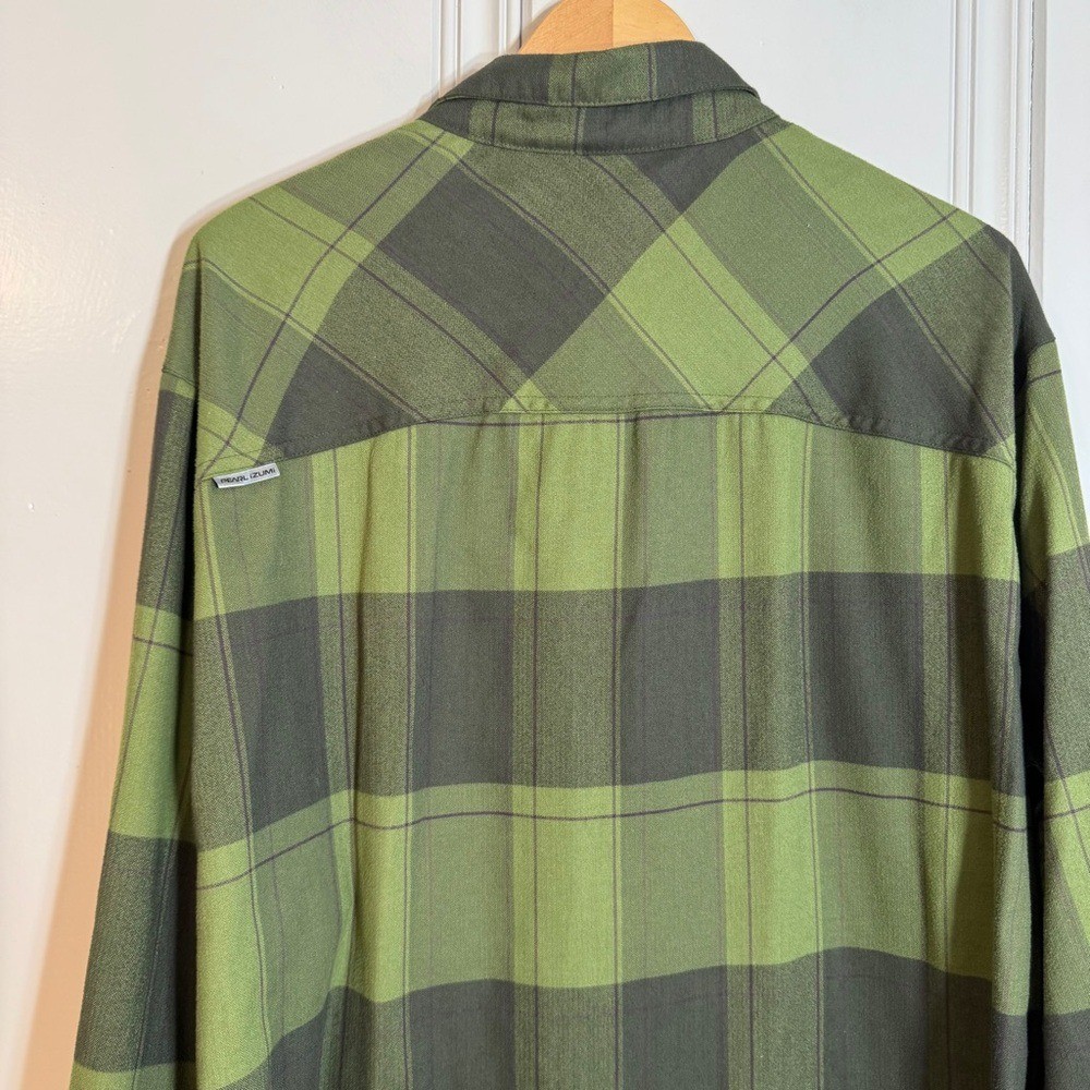 Pearl Izumi Rove Long Sleeve Snap Closure Shirt Green Plaid Size XL