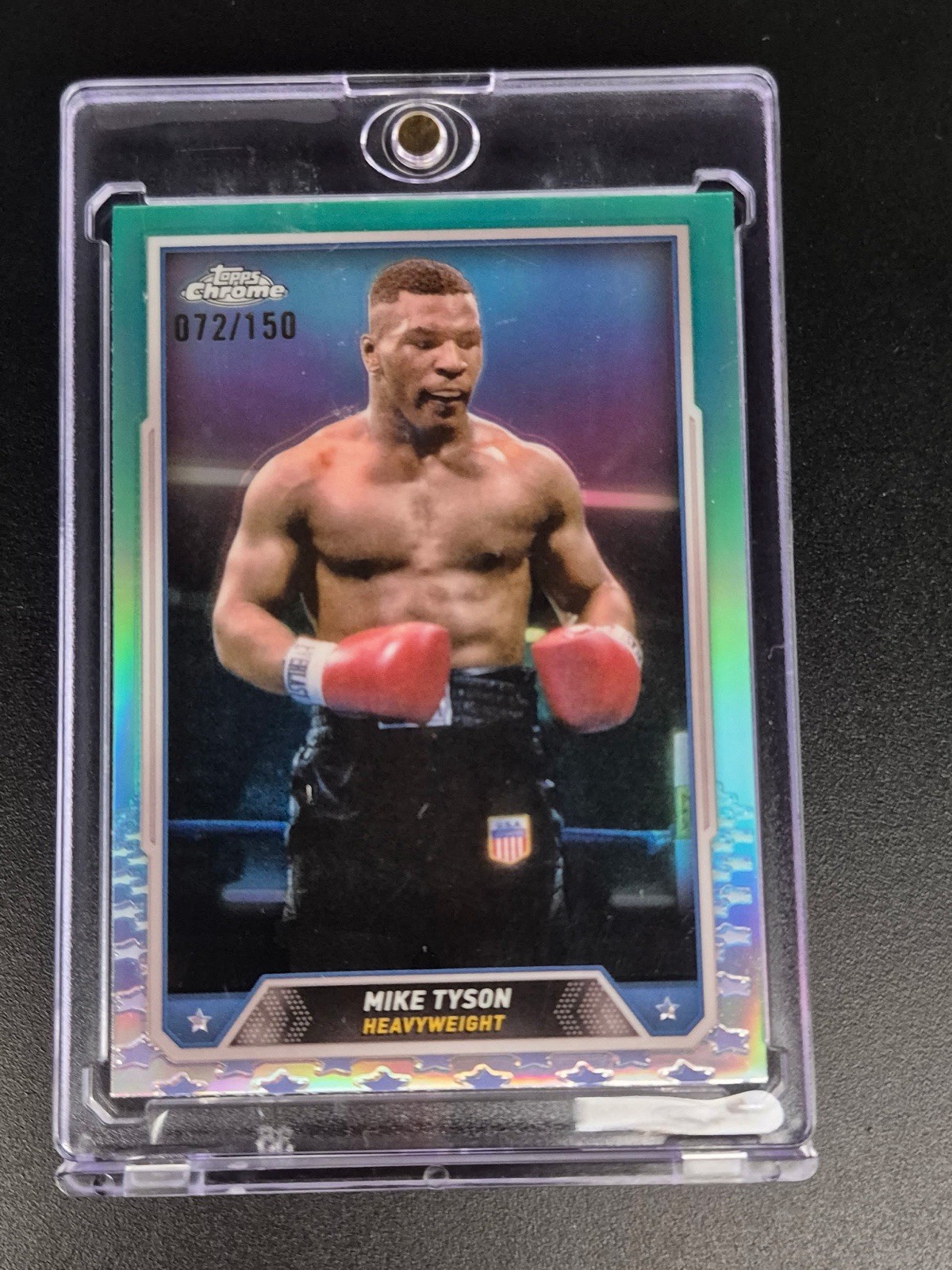 2024 Topps Chrome Boxing Mike Tyson GREEN REFRACTOR /99 Card #35 - Iron Mike