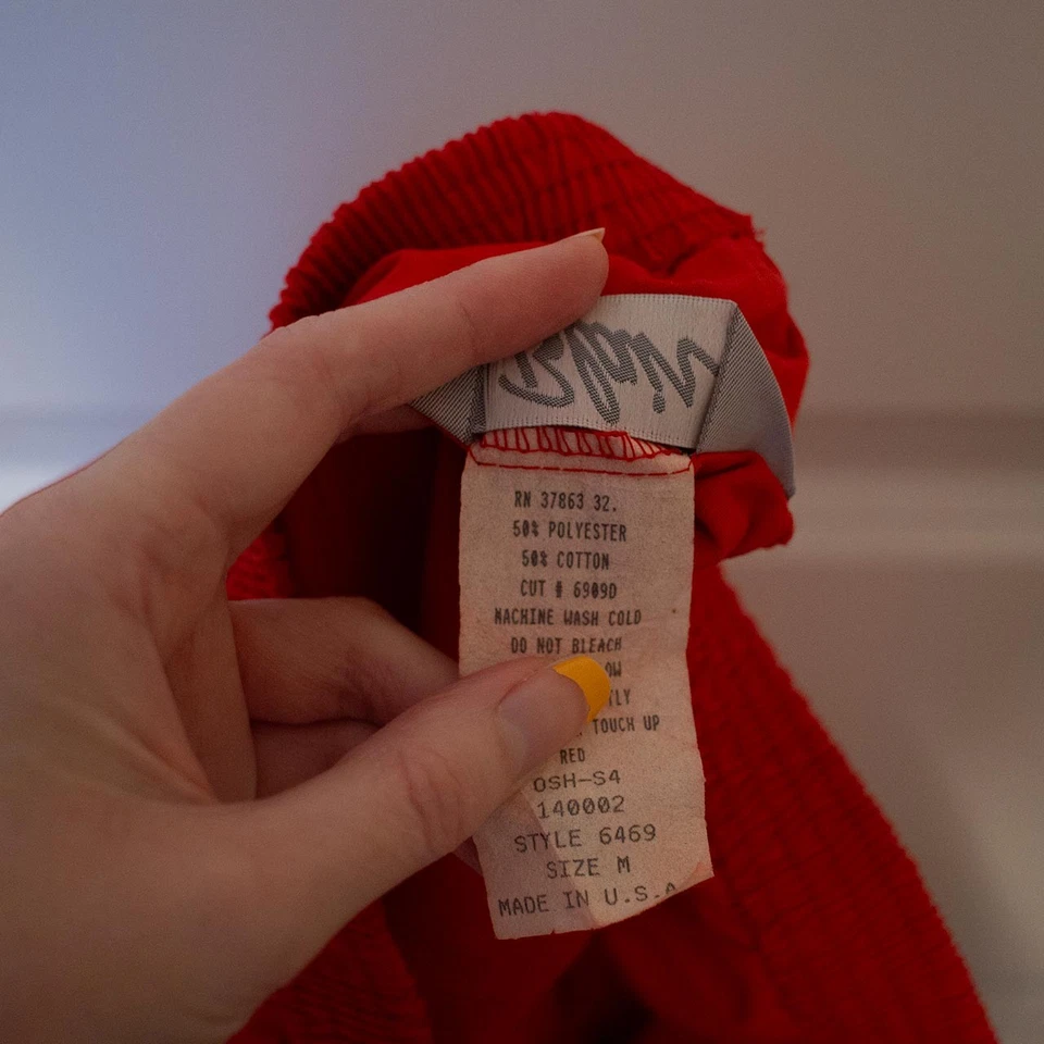 Pantalones Cortos Rojo De Colección Blair Cintura Alta Años 80 90 Mamá Algodón Cinturón MP | Verdadero Otoño Foto 4 de 4