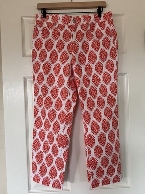 JONES NEW YORK SPORT WOMENS CASUAL COTTON STRETCH PANT SZ 8  RED/WHITE FLORAL