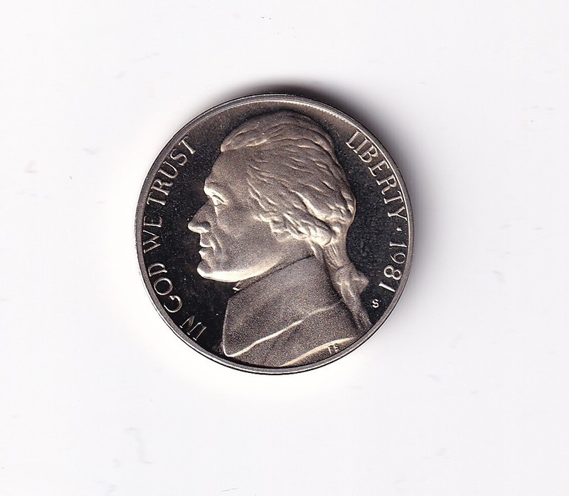 1981 S Proof Jefferson Nickel 5c Coin from Proof Set #1466