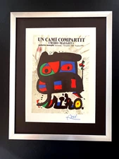 JOAN MIRO 1975 BEAUTIFUL SIGNED PRINT+  MOUNTED & FRAMED + BARCELONA EXPOSITION