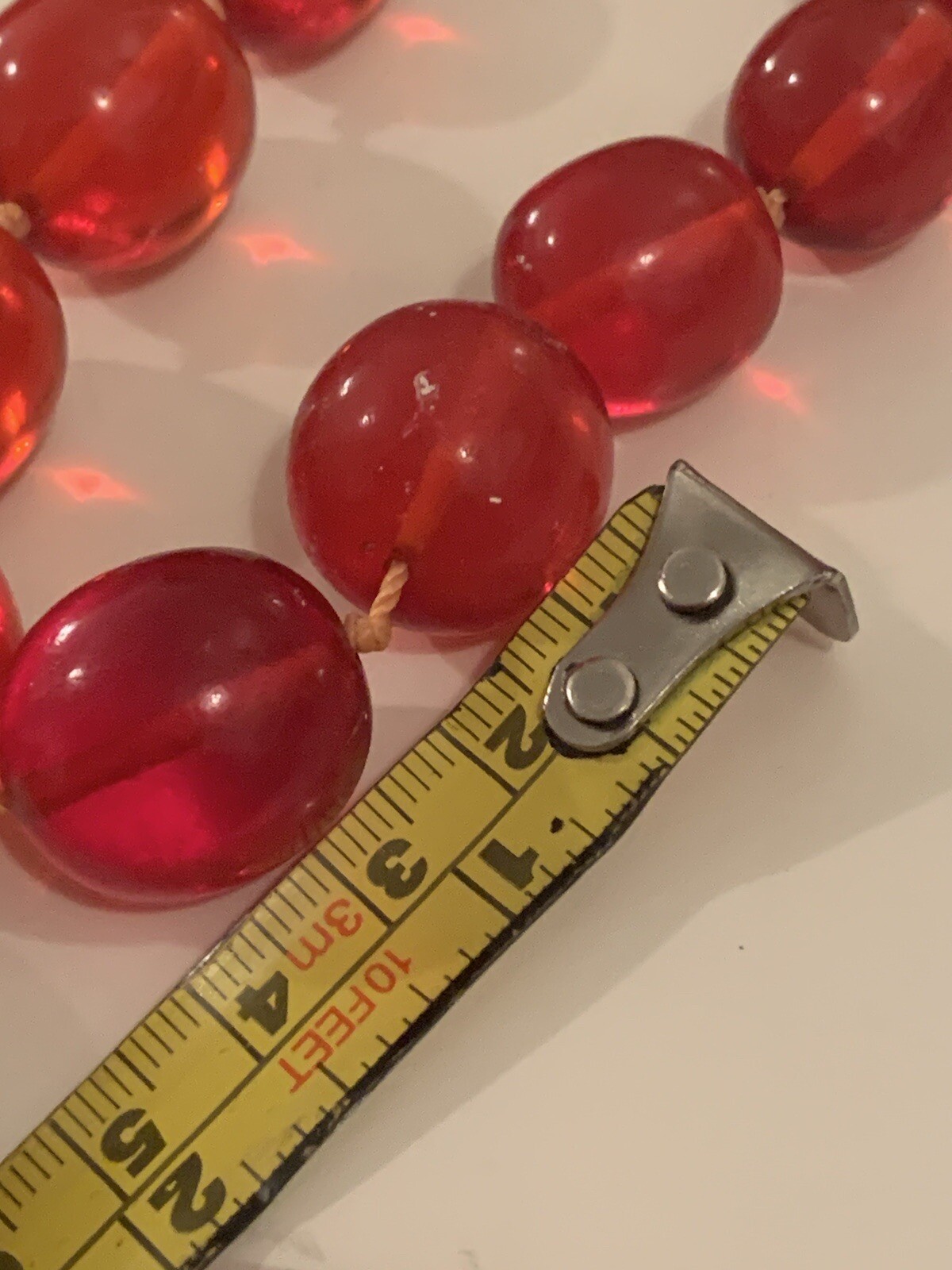 Vintage Plastic Translucent Cherry Red Lucite Bea… - image 9