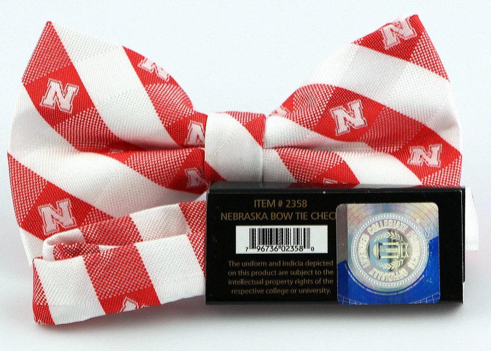 Pajarita roja ajustable a cuadros universitarios Nebraska Huskers para hombre Foto 2 de 2